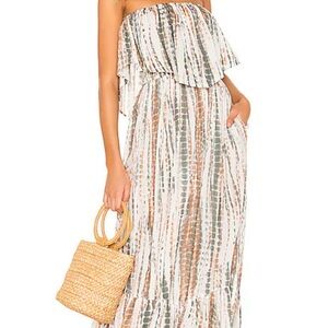 Free‎ People Wide Leg Jumpsuit Sz M Boho Tie-Dye Gypsy Hippie Prairie Oversized